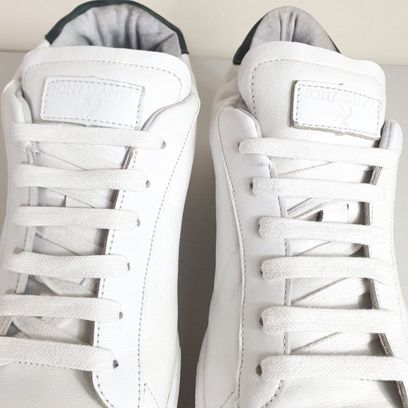 Tony Bianco sneakers white Sze 10 leather lace up volley LOGO good condition - Picture 2 of 9
